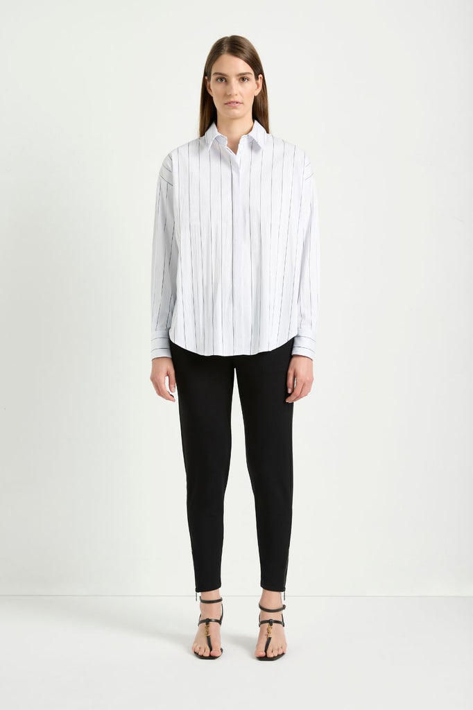 Mela Purdie Relaxed Mid Shirt | White/Black_Silvermaple Boutique