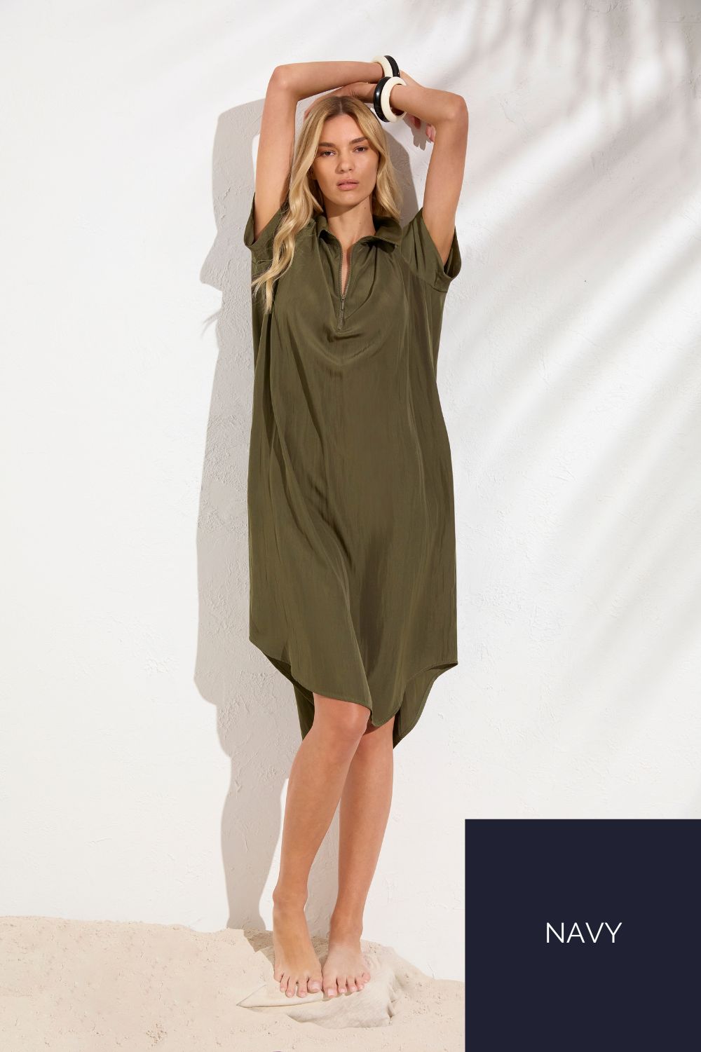 Mela Purdie Short Sleeve Zip Dress | Navy_Silvermaple Boutique