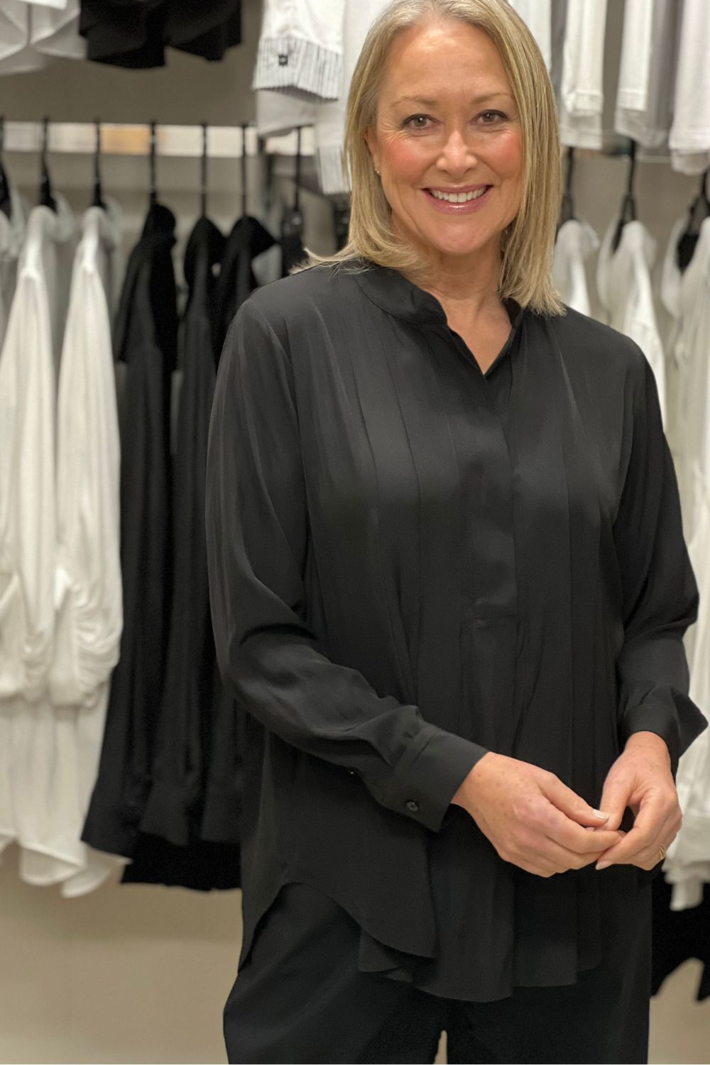 Mela Purdie Duo Pleat Shirt | Black - Silvermaple Boutique 