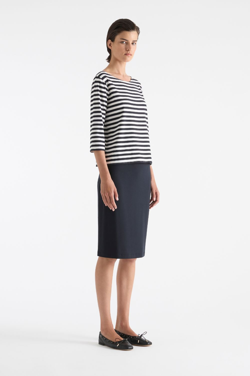 Mela Purdie Relaxed Boat Neck | White/Navy_Silvermaple Boutique