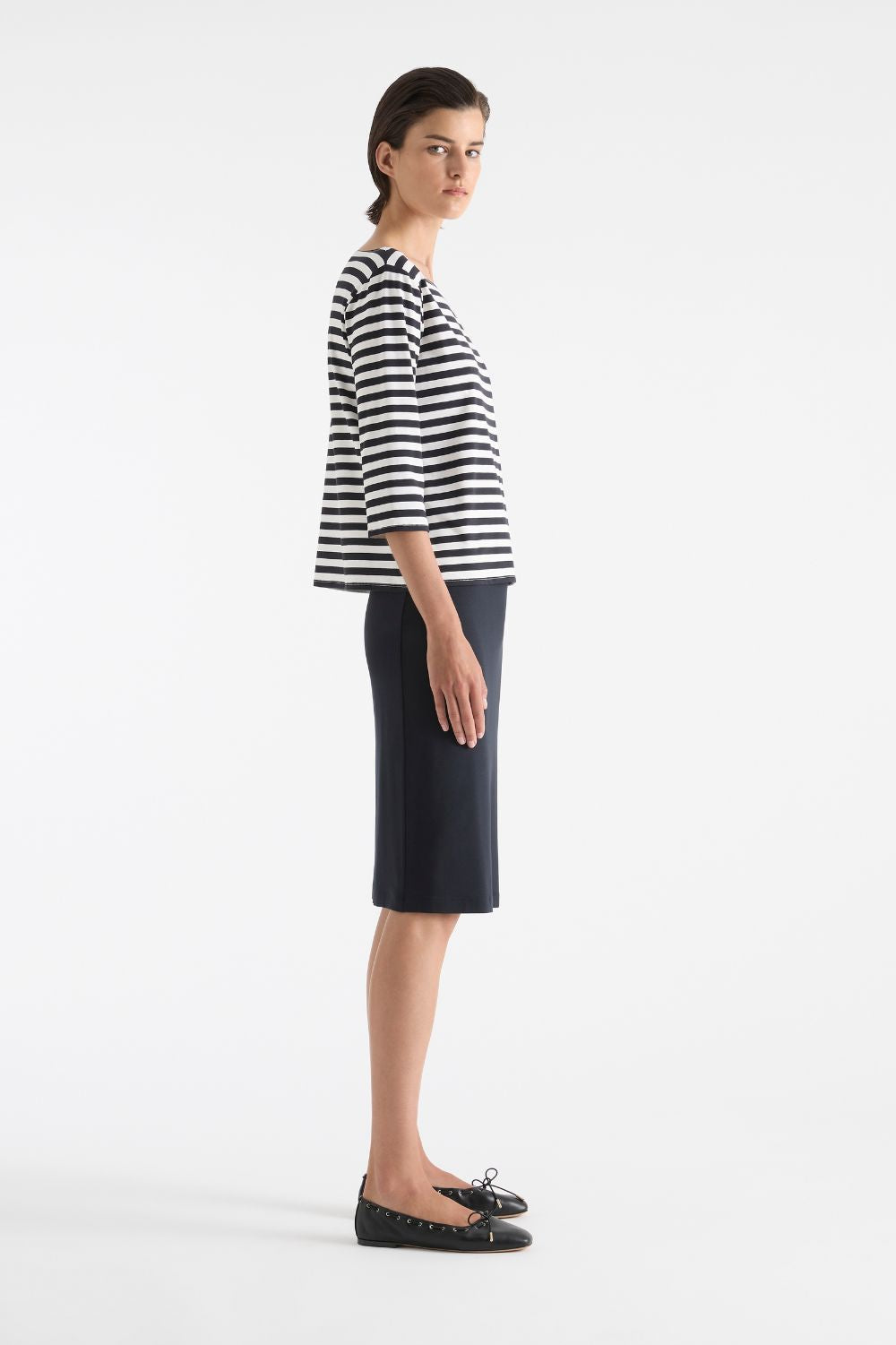 Mela Purdie Relaxed Boat Neck | White/Navy_Silvermaple Boutique