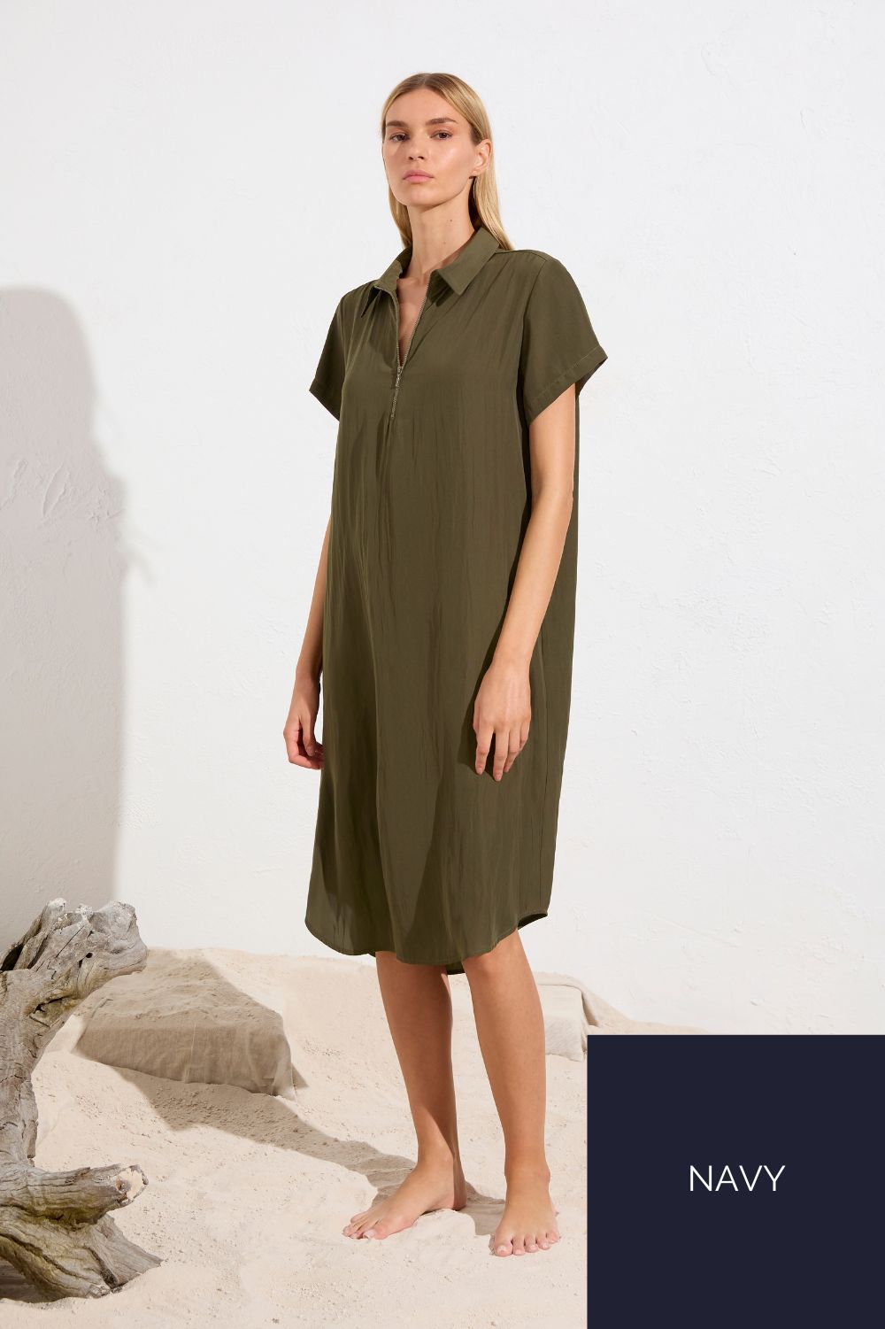 Mela Purdie Short Sleeve Zip Dress | Navy_Silvermaple Boutique