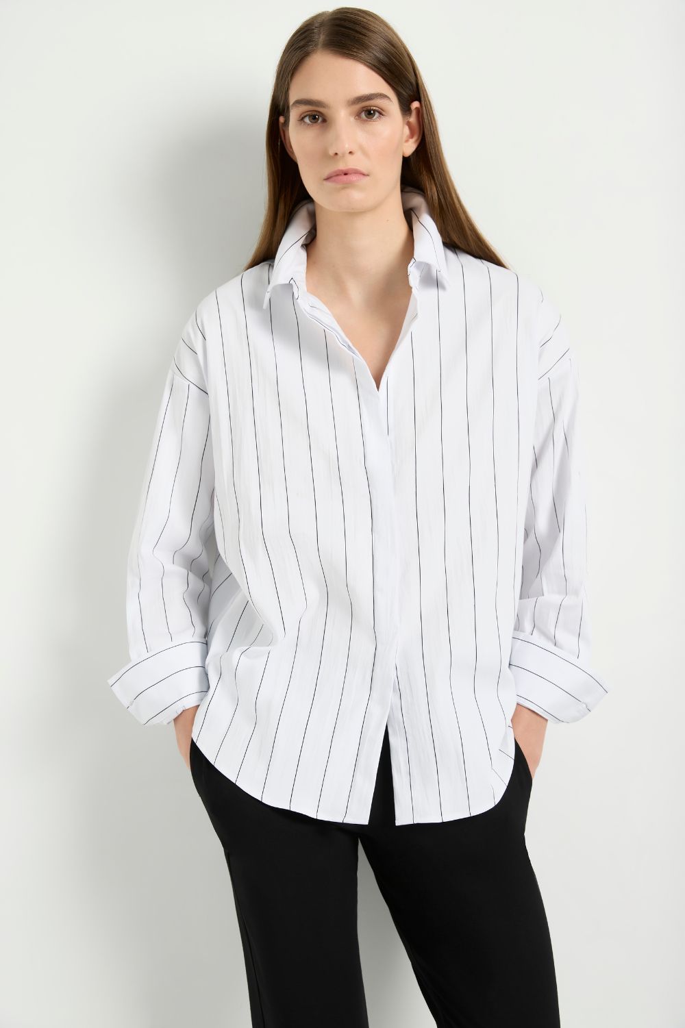 Mela Purdie Relaxed Mid Shirt | White/Black_Silvermaple Boutique