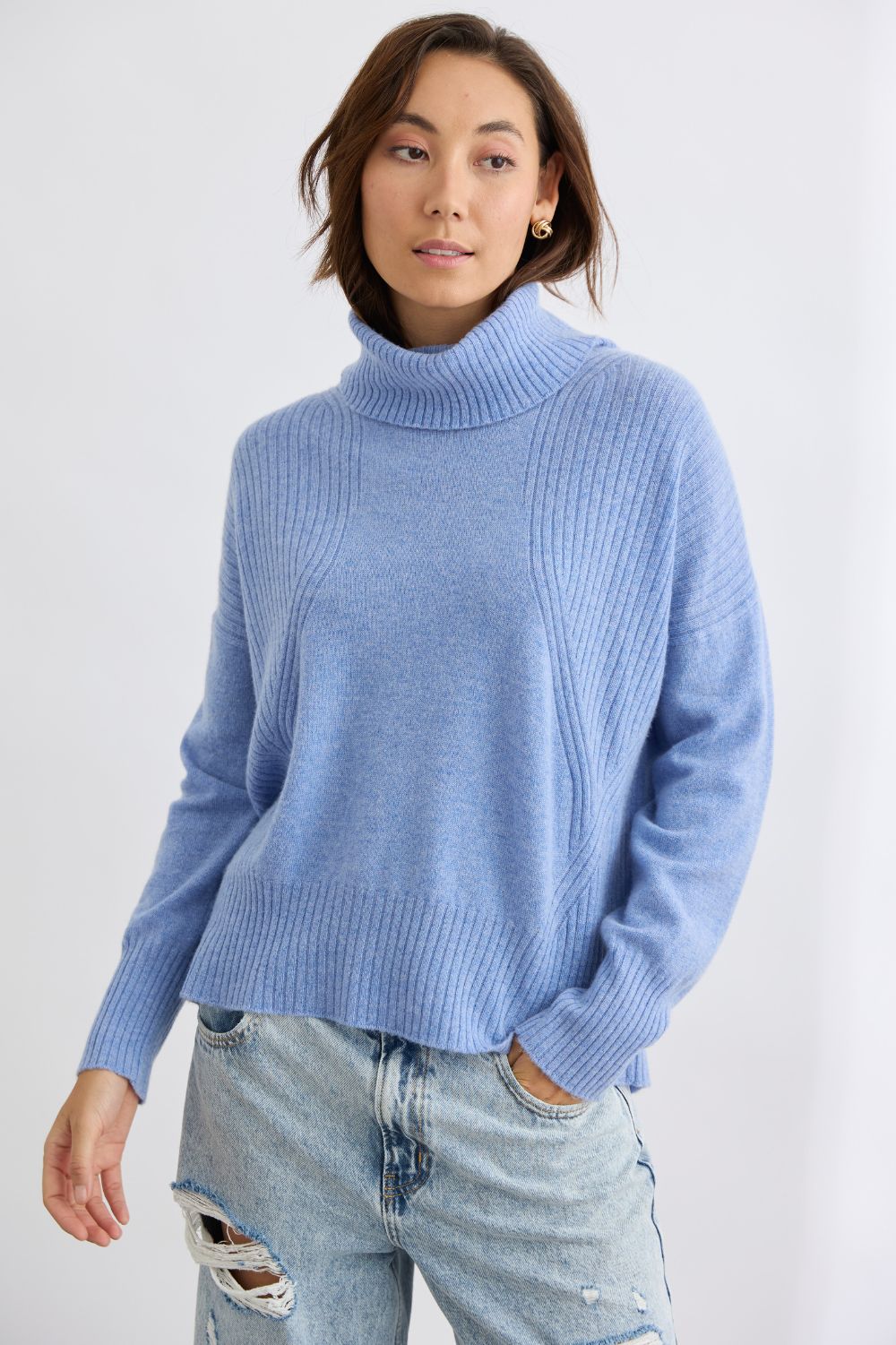 Mia Fratino Ribbed Roll Neck | Cornflour_Silvermaple Boutique