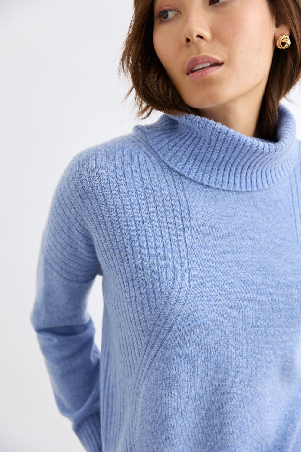 Mia Fratino Ribbed Roll Neck | Cornflour_Silvermaple Boutique