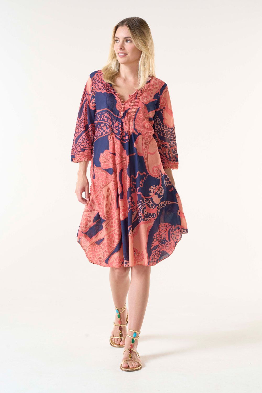 Oneseason Middy Poppy Dress | Portofino | Coral_Silvermaple Boutique