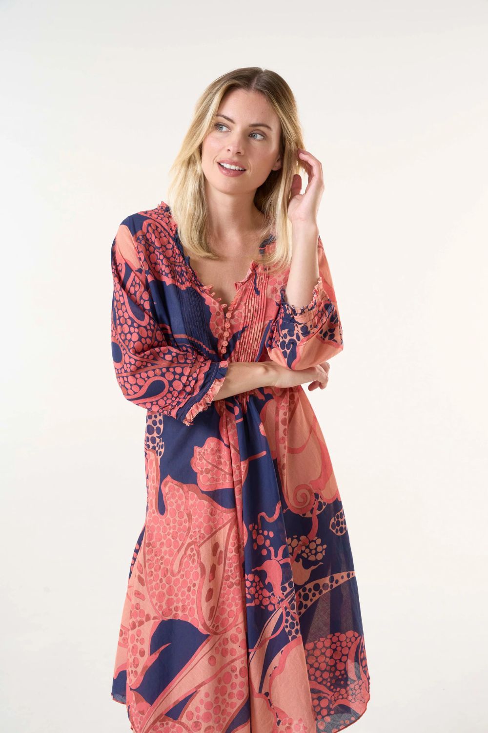 Oneseason Middy Poppy Dress | Portofino | Coral_Silvermaple Boutique