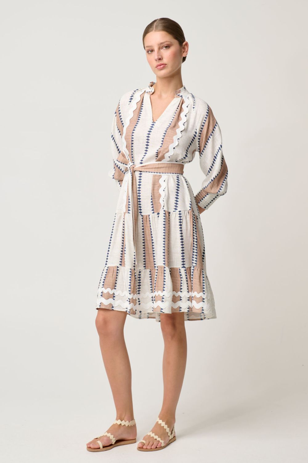 Once Was Sanibel Rick Rack Trim Dress | Cayman Stripe_Silvermaple Boutique