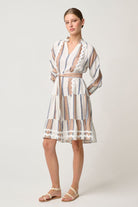 Once Was Sanibel Rick Rack Trim Dress | Cayman Stripe_Silvermaple Boutique