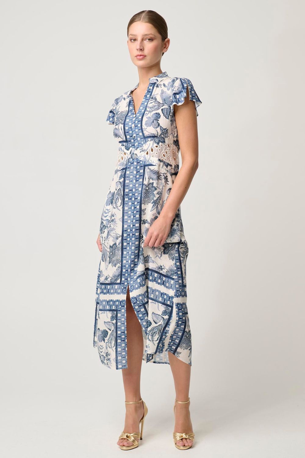 Once Was Amoya Cross Waist Maxi Dress | Ink Flè Print_Silvermaple Boutique