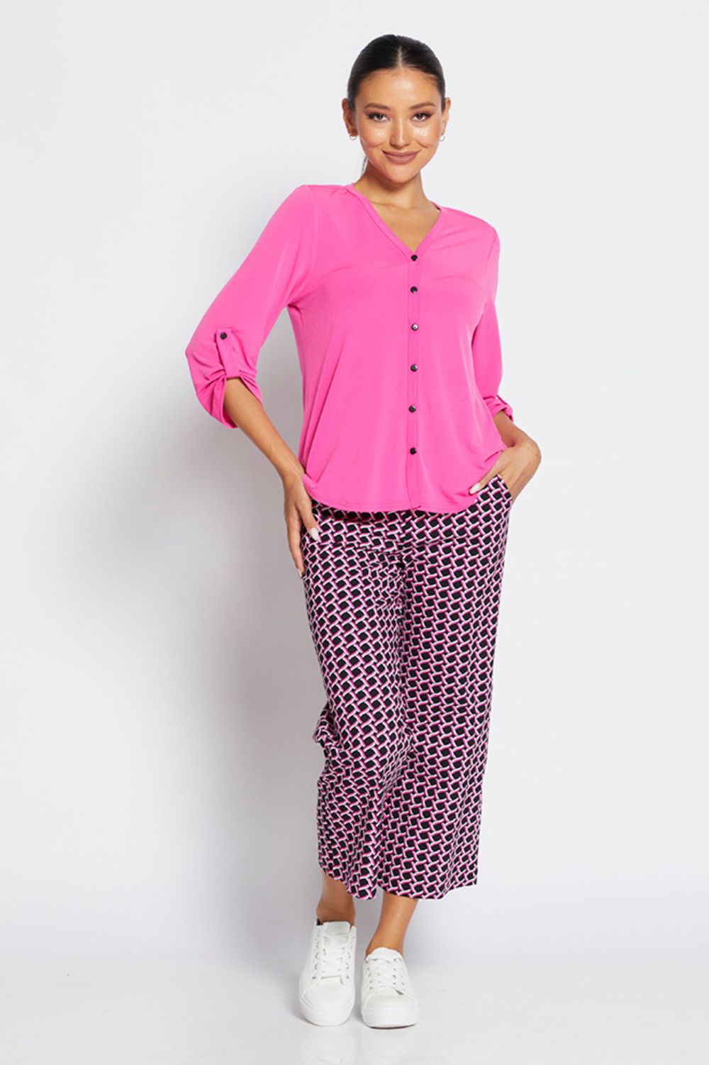 Philosophy Ticket 7/8 Culotte Pant | Pink Lattice_Silvermaple Boutique