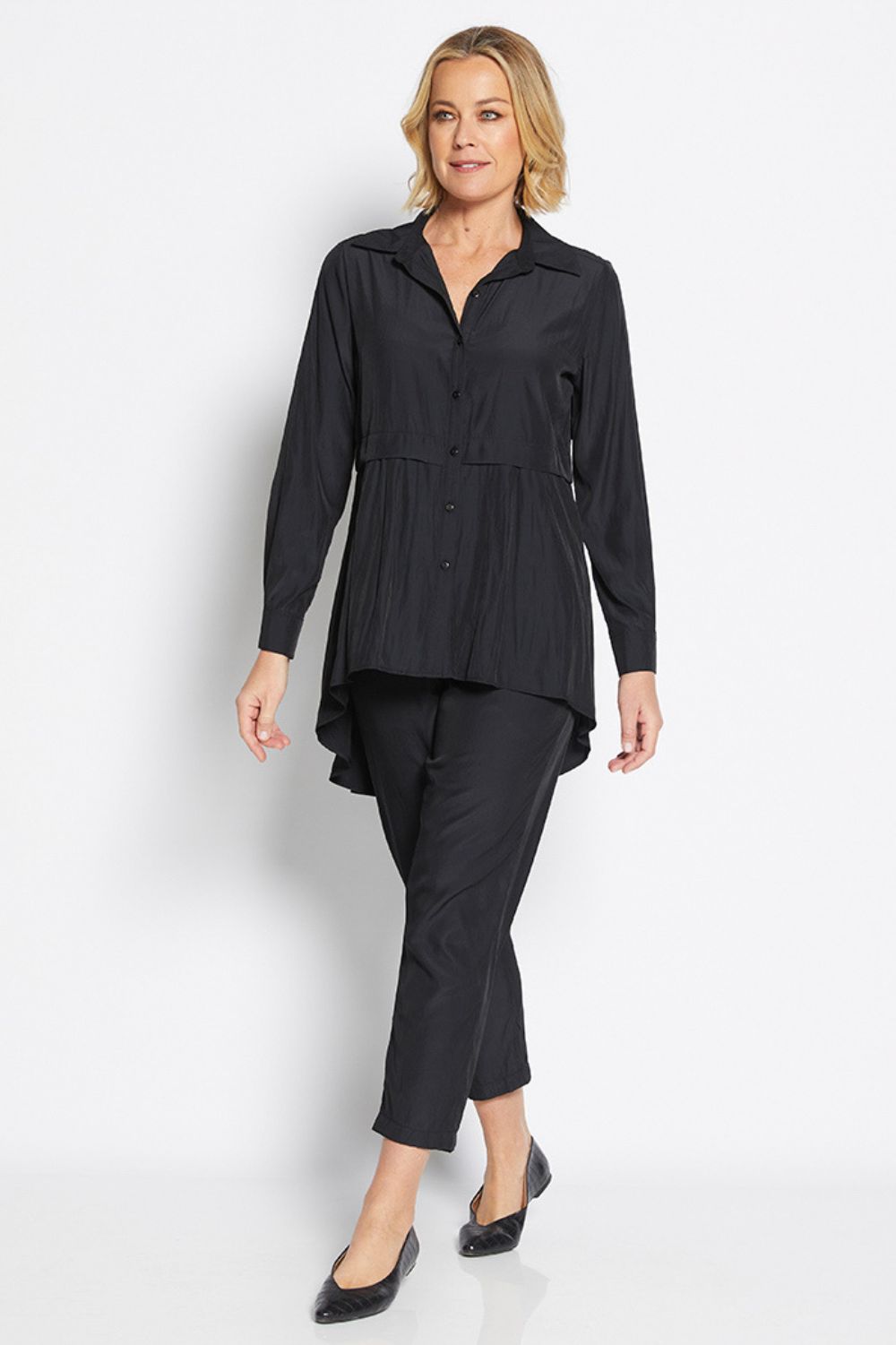 Philosophy Rolta Hi Low Overshirt | Black _Silvermaple Boutique