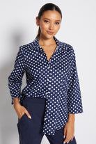 Philosophy Legina Spot Shirt | Navy Spot_Silvermaple Boutique