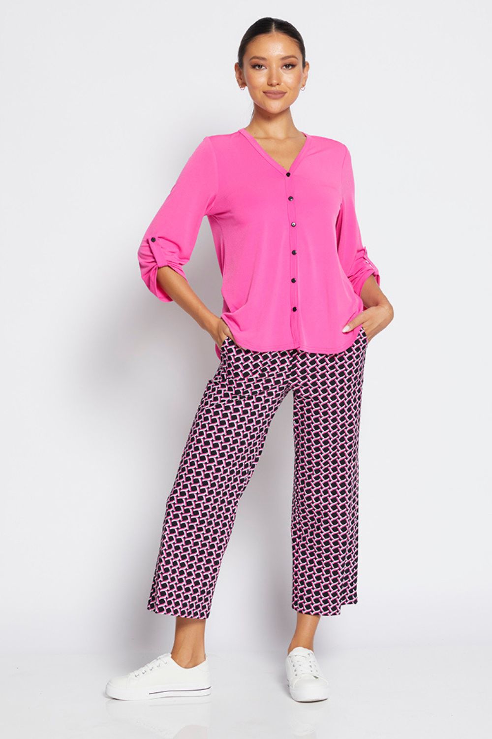 Philosophy Ticket 7/8 Culotte Pant | Pink Lattice_Silvermaple Boutique