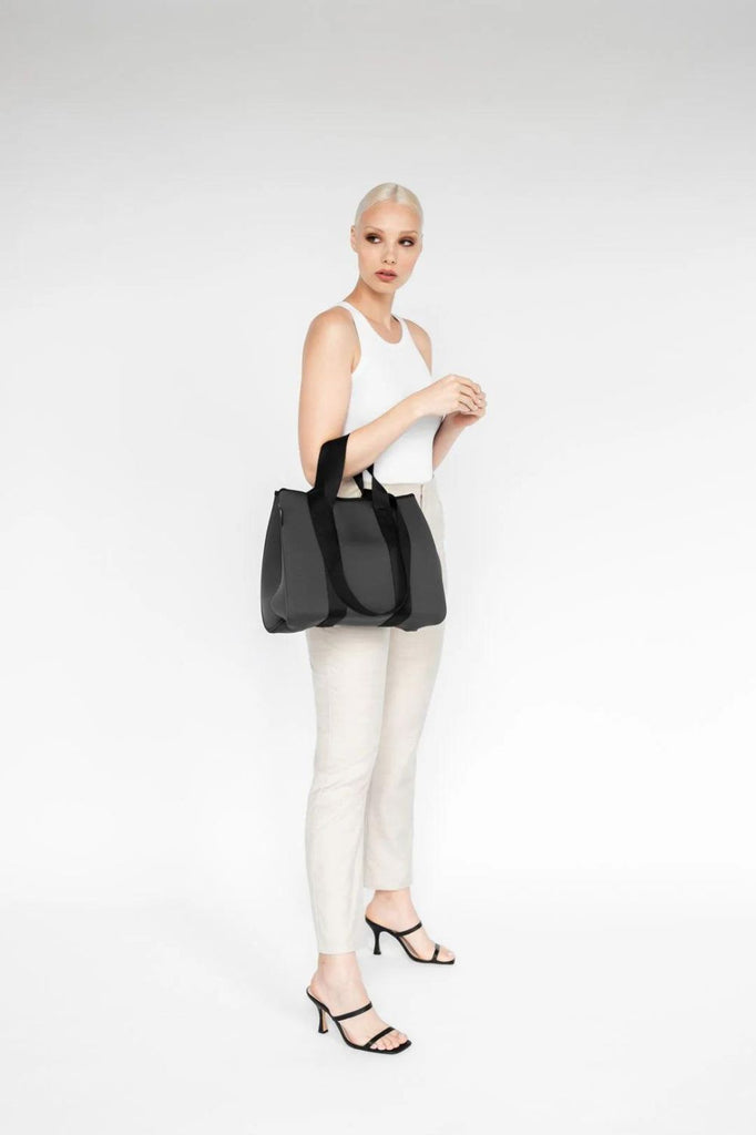 Prene Bags The Gigi Neoprene Tote Bag | Charcoal/Black_Silvermaple Boutique