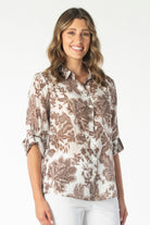 Renoma Lauren Floral Shirt | Mocha_Silvermaple Boutique