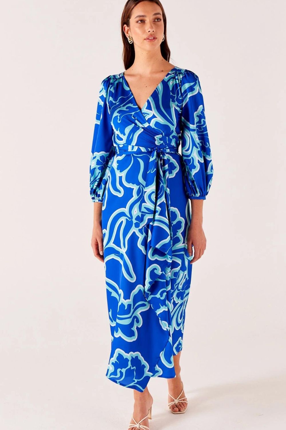 Sacha Drake Ethereal Wrap Dress | Azure Blue Floral_Silvermaple Boutique