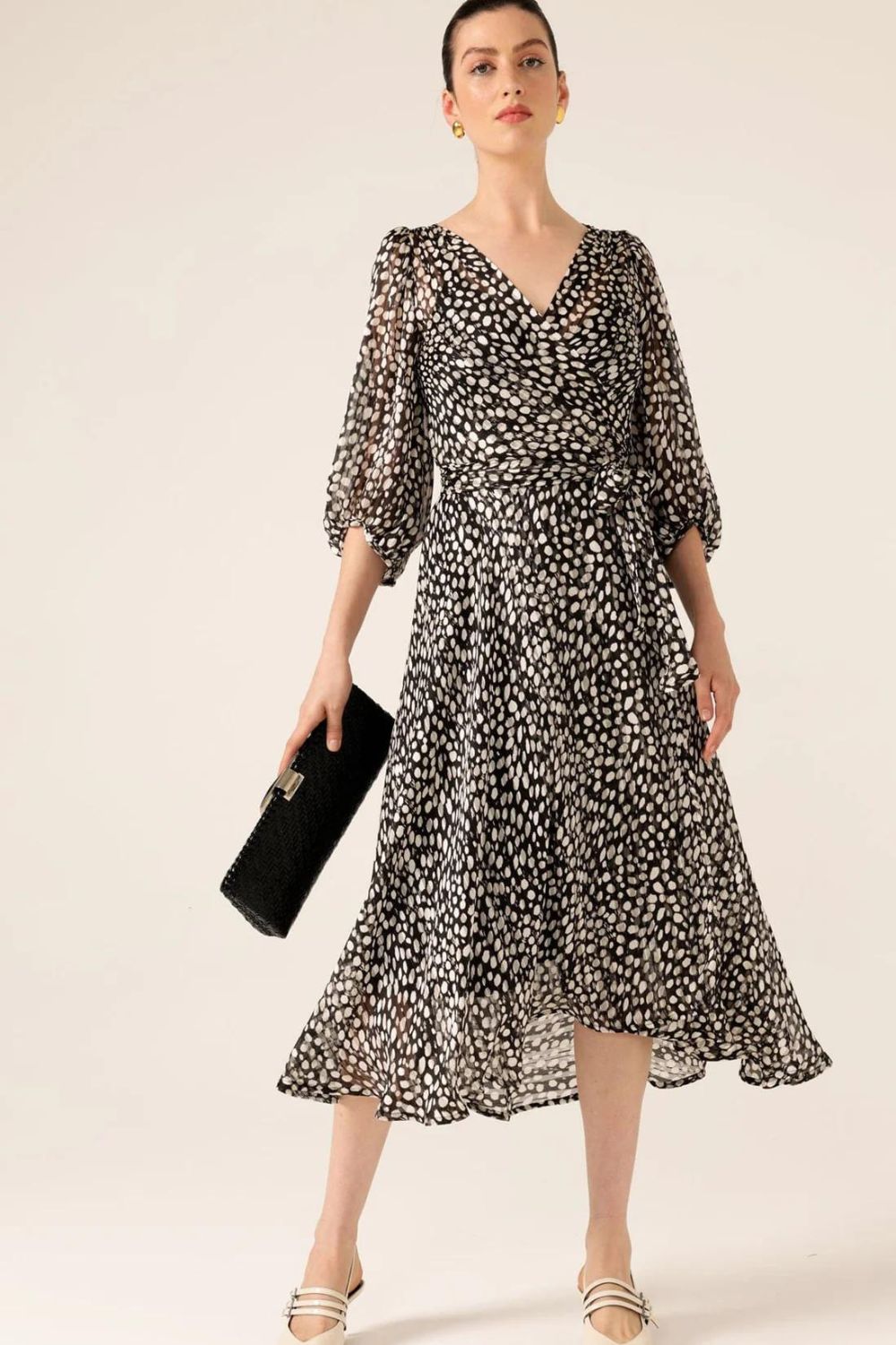 Sacha Drake Cloudland Wrap Dress | Black White Spot_Silvermaple Boutique