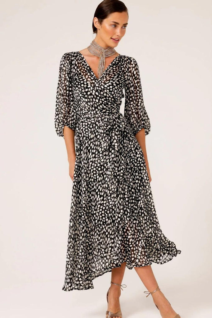 Sacha Drake Cloudland Wrap Dress | Black White Spot_Silvermaple Boutique
