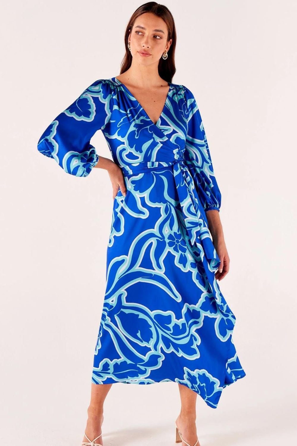 Sacha Drake Ethereal Wrap Dress | Azure Blue Floral_Silvermaple Boutique