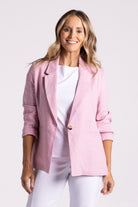 Silvermaple Collection Miranda Linen Blazer | Pink