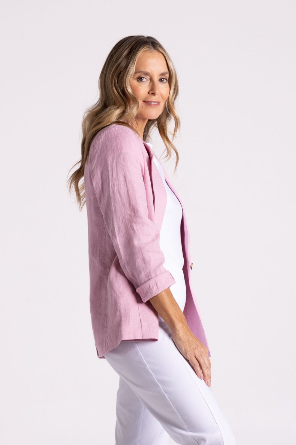 Silvermaple Collection Miranda Linen Blazer | Pink