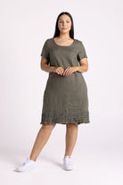 Silvermaple Collection Vanessa Ruffle Hem Dress | Olive