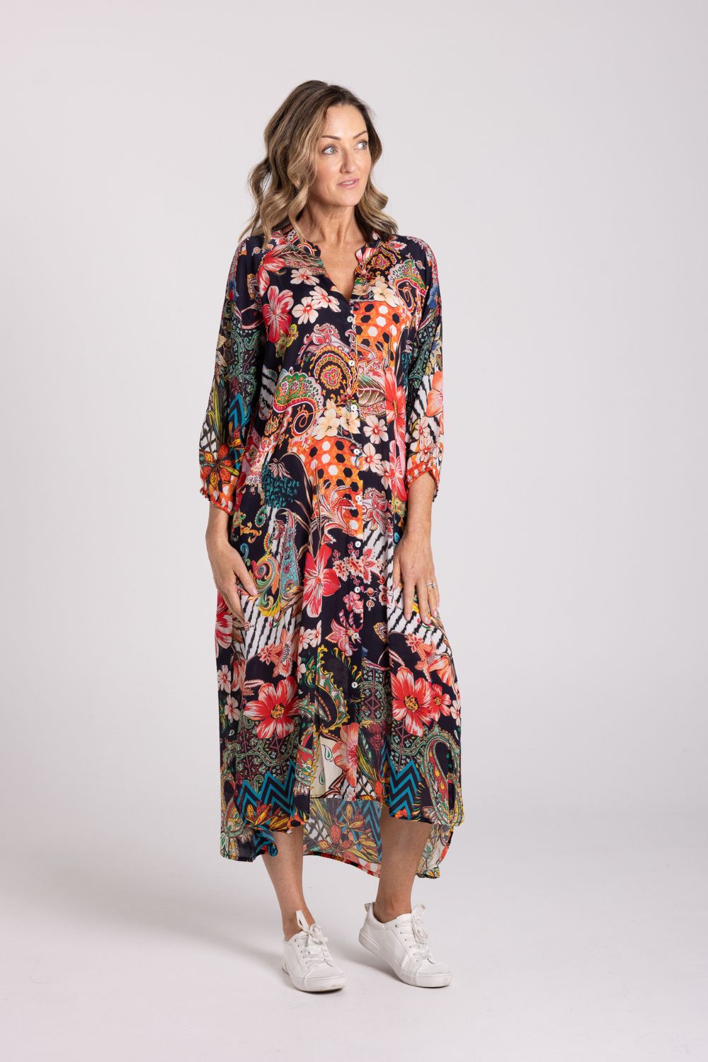 Silvermaple Collection Zara Mandarin Maxi Dress | Midnight Garden