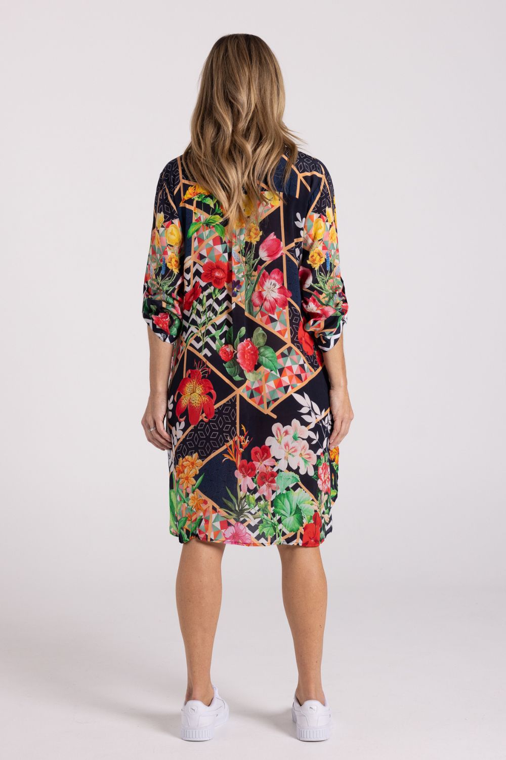 Silvermaple Collection Imogen Shirt Dress Midnight Chevron Silvermaple Boutique
