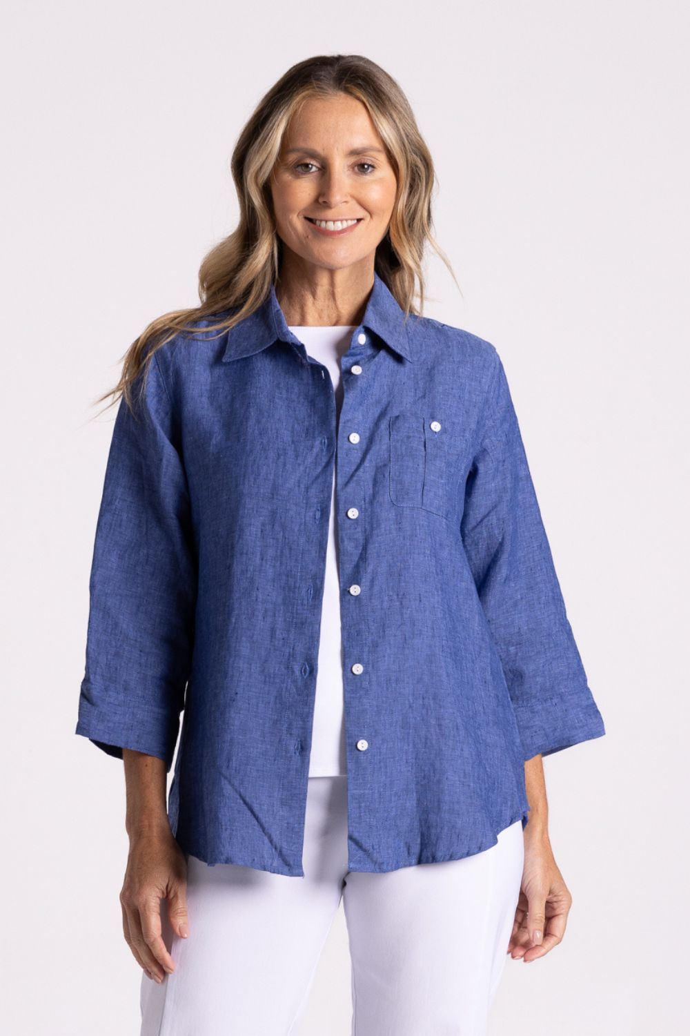 Silvermaple Collection Charlotte Linen Shirt | Indigo