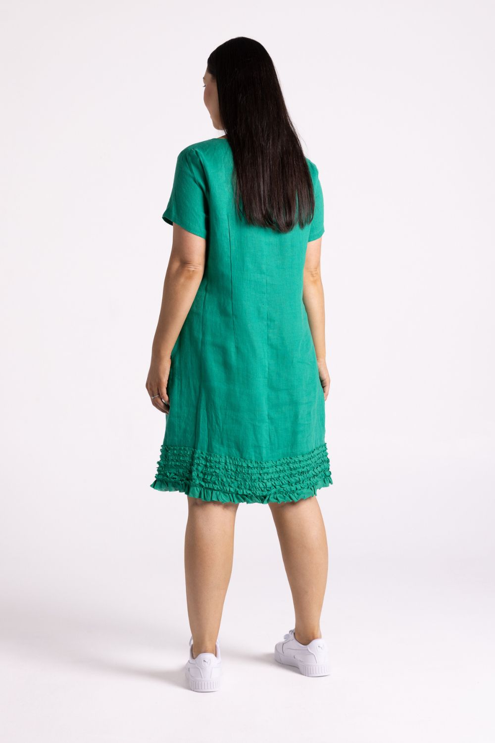 Silvermaple Collection Vanessa Ruffle Hem Dress | Emerald