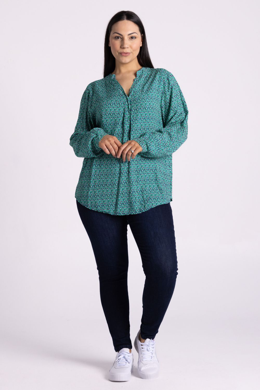 Silvermaple Boutique Sofia Shirt | Cheetah Navy/Green_Silvermaple Boutique