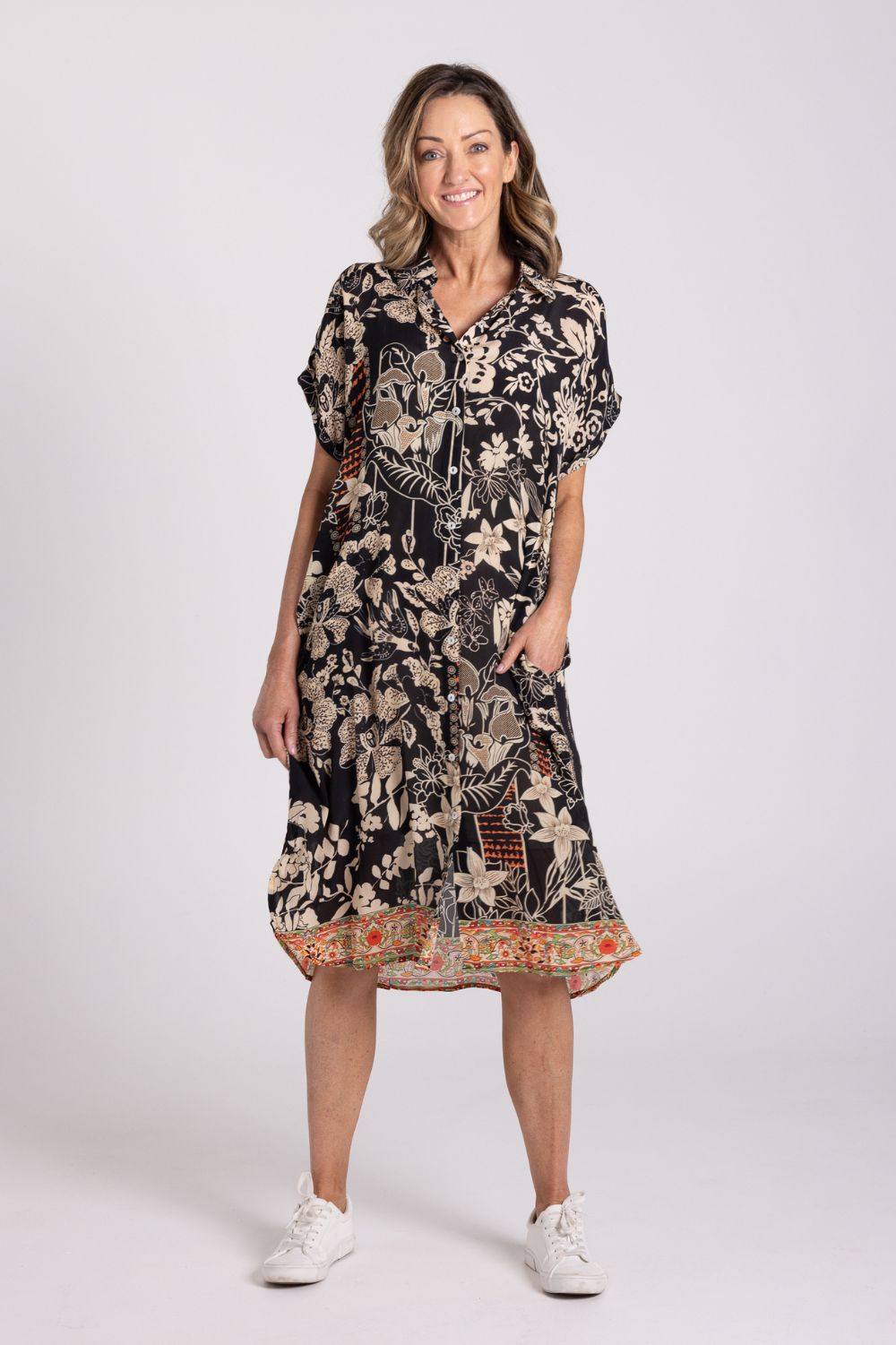 Silvermaple Collection Grace Button Dress | Oriental Garden