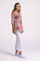 Silvermaple Collection Milly Pintuck Shirt | Natural Floral