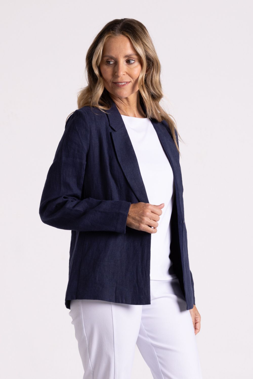 Silvermaple Collection Miranda Linen Blazer | Navy