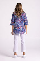 Silvermaple Collection Milly Pintuck Shirt | Blue Floral