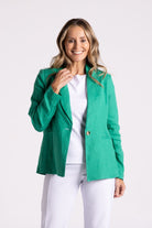 Silvermaple Collection Miranda Linen Blazer | Emerald