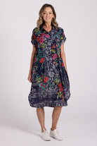 Silvermaple Collection Grace Button Dress | Navy Bloom