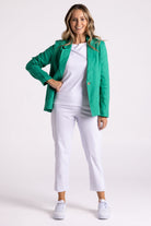 Silvermaple Collection Miranda Linen Blazer | Emerald