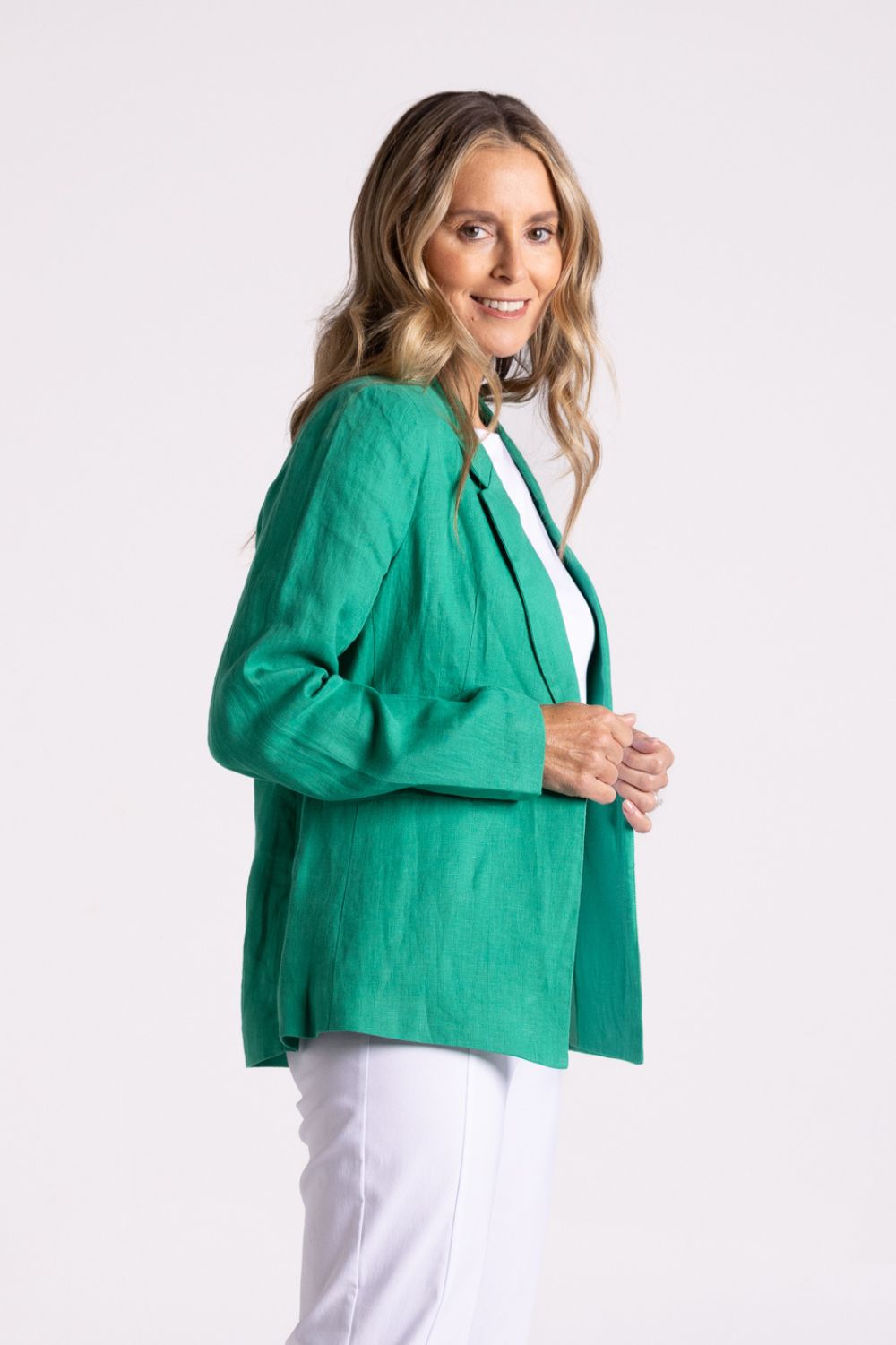 Silvermaple Collection Miranda Linen Blazer | Emerald