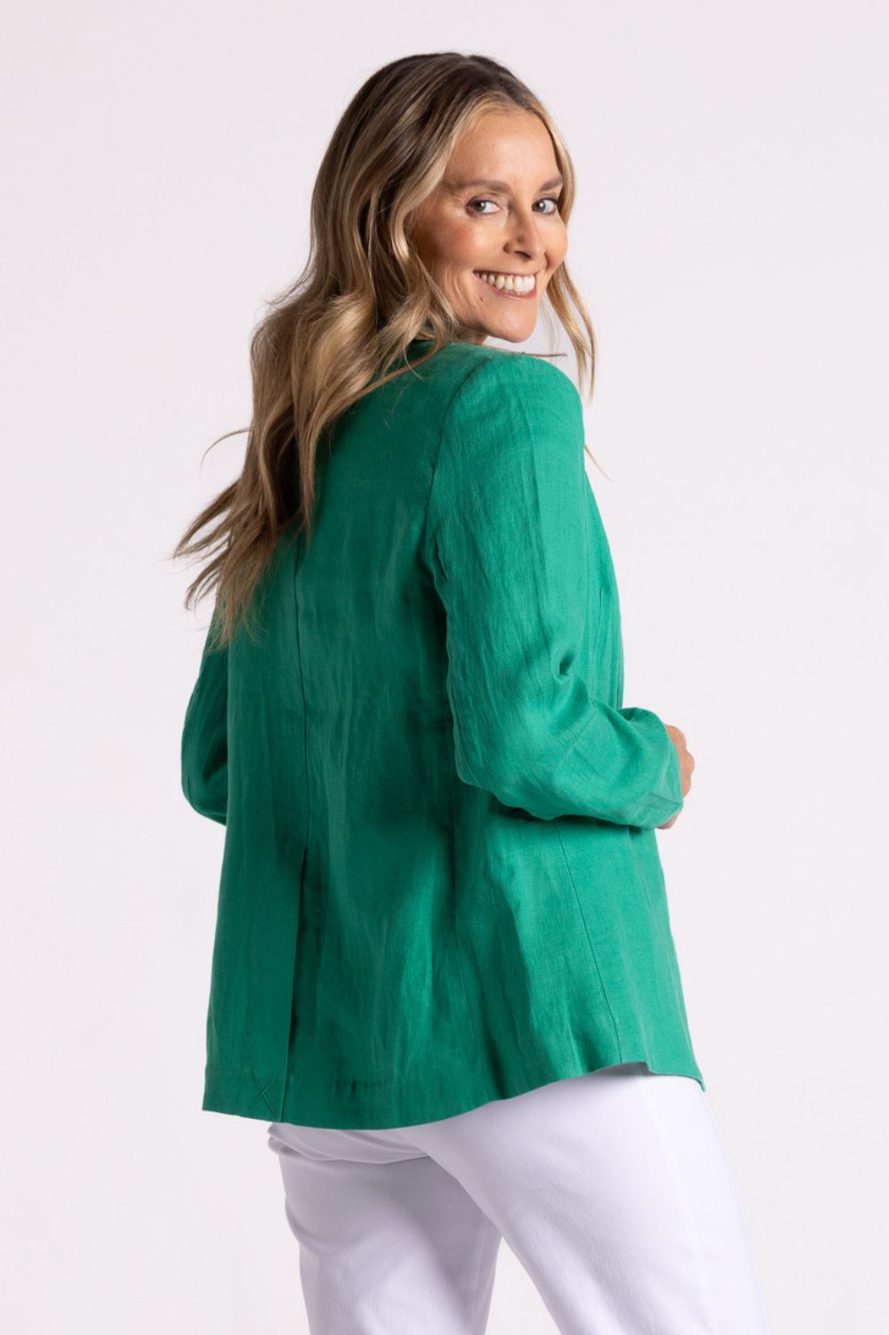 Silvermaple Collection Miranda Linen Blazer | Emerald