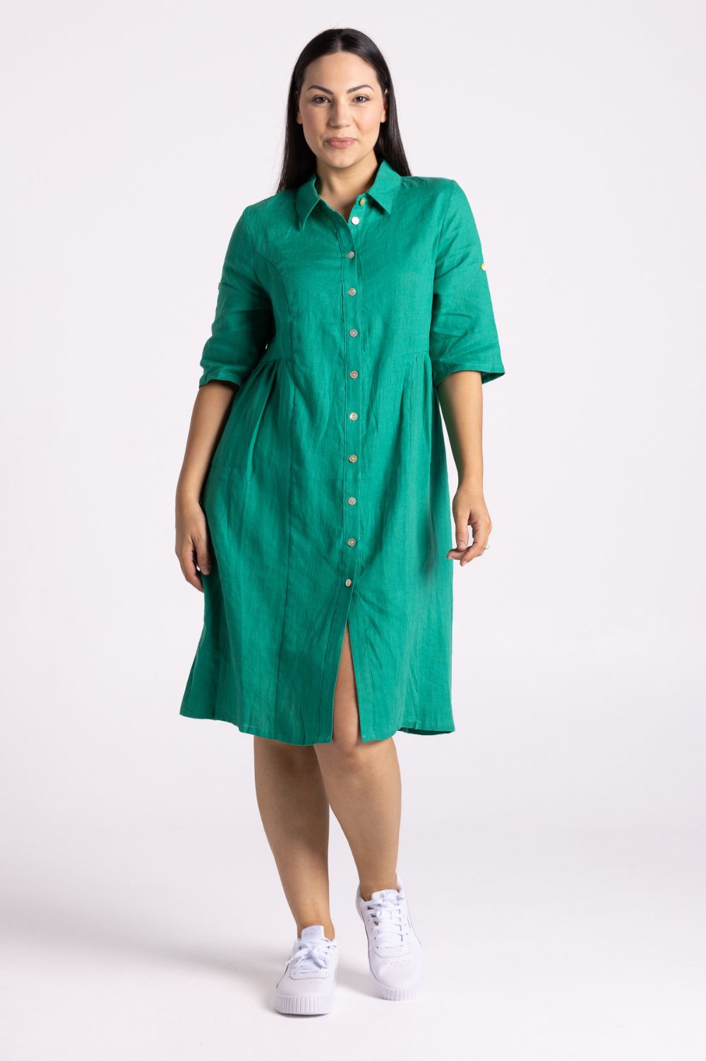 Silvermaple Collection Sandy Button Dress | Emerald