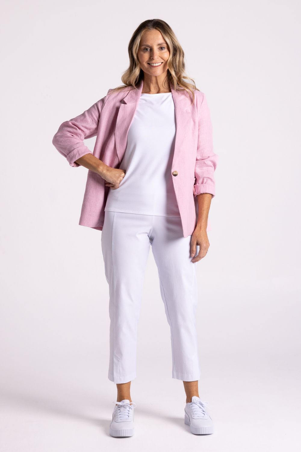 Silvermaple Collection Miranda Linen Blazer | Pink