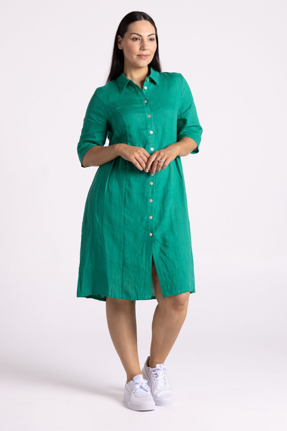 Silvermaple Collection Sandy Button Dress | Emerald