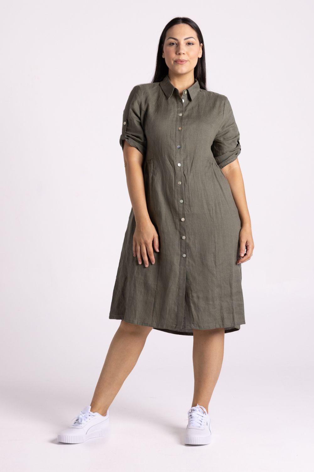 Silvermaple Collection Sandy Button Dress | Olive