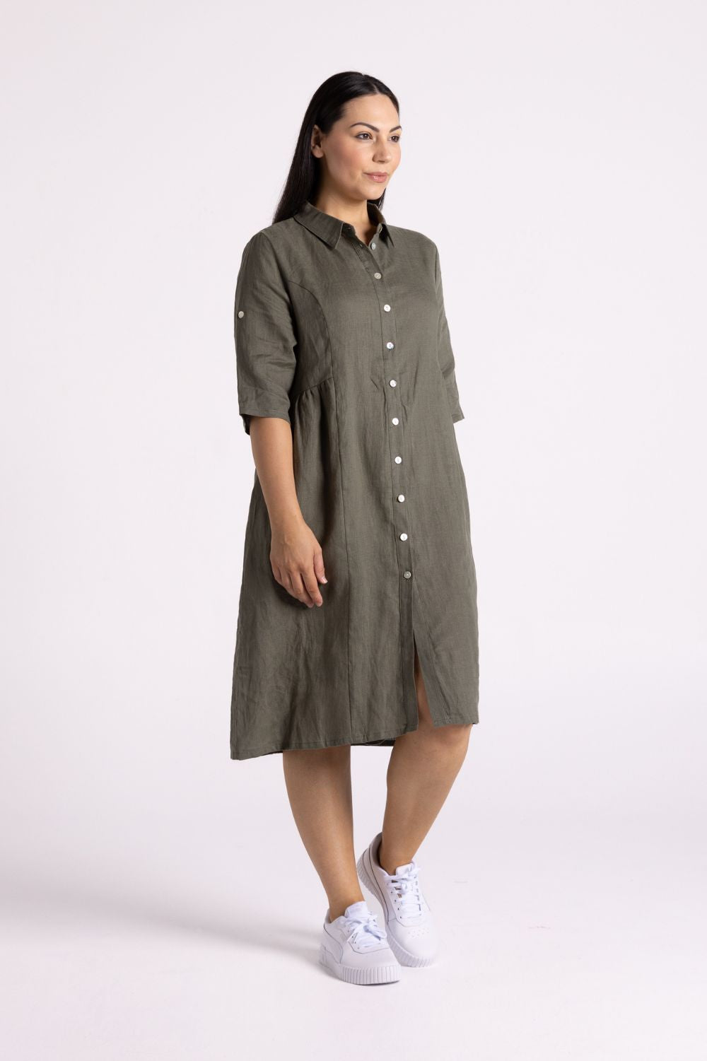 Silvermaple Collection Sandy Button Dress | Olive