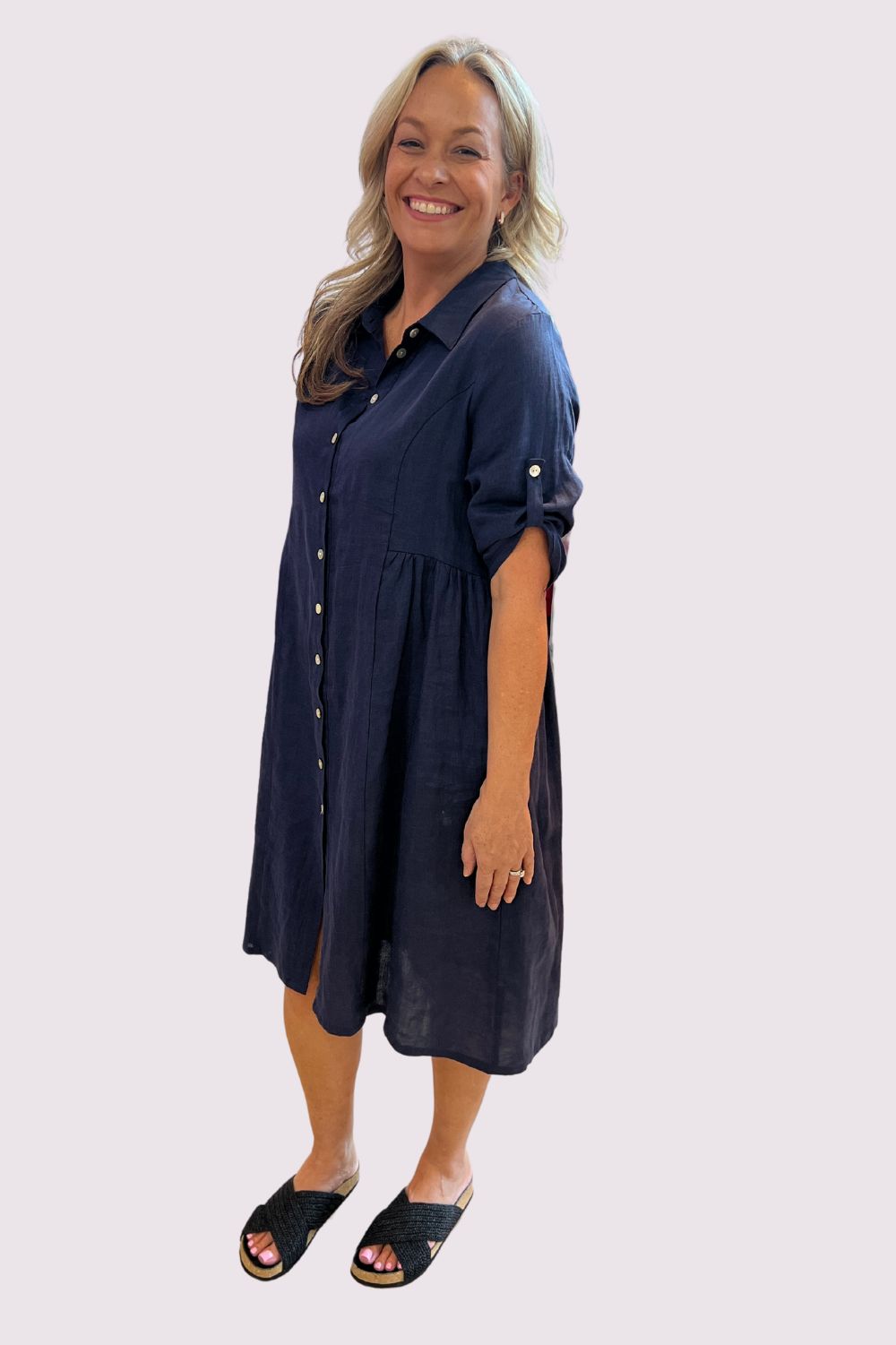 Silvermaple Collection Sandy Button Dress | Navy_Silvermaple Boutique