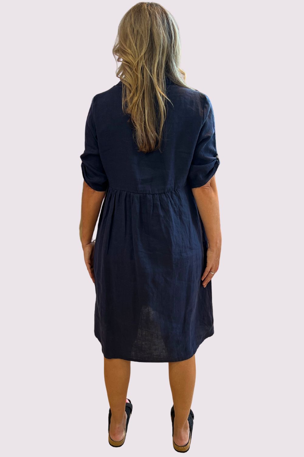 Silvermaple Collection Sandy Button Dress | Navy_Silvermaple Boutique