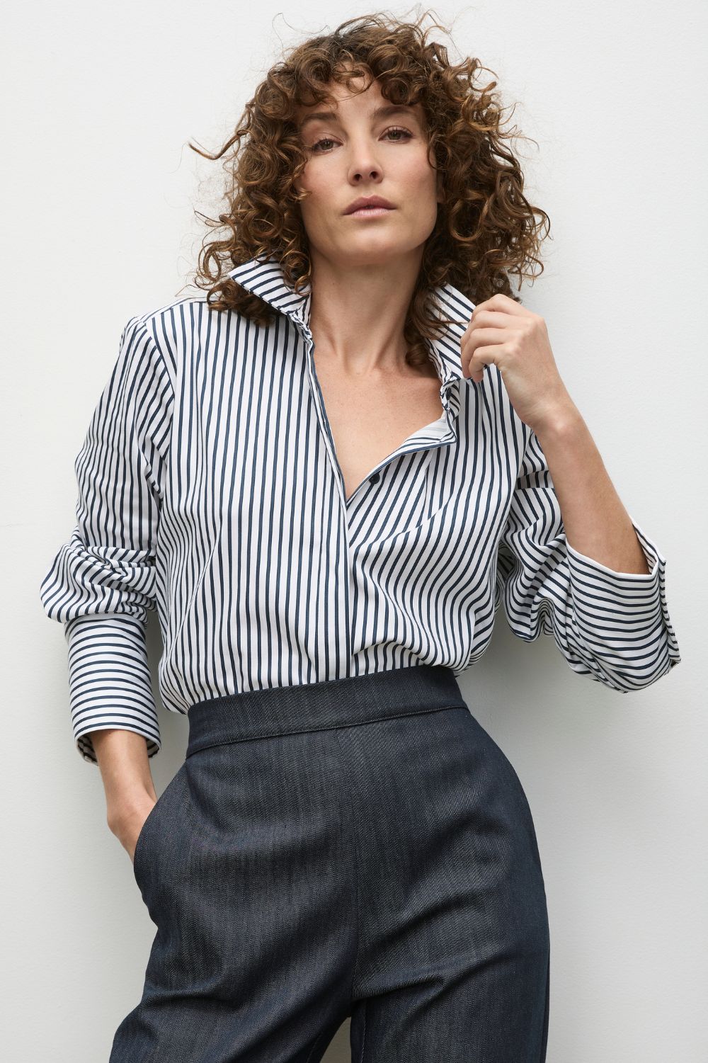 Mela Purdie Smooth Shirt | Indigo Stripe_Silvermaple Boutique