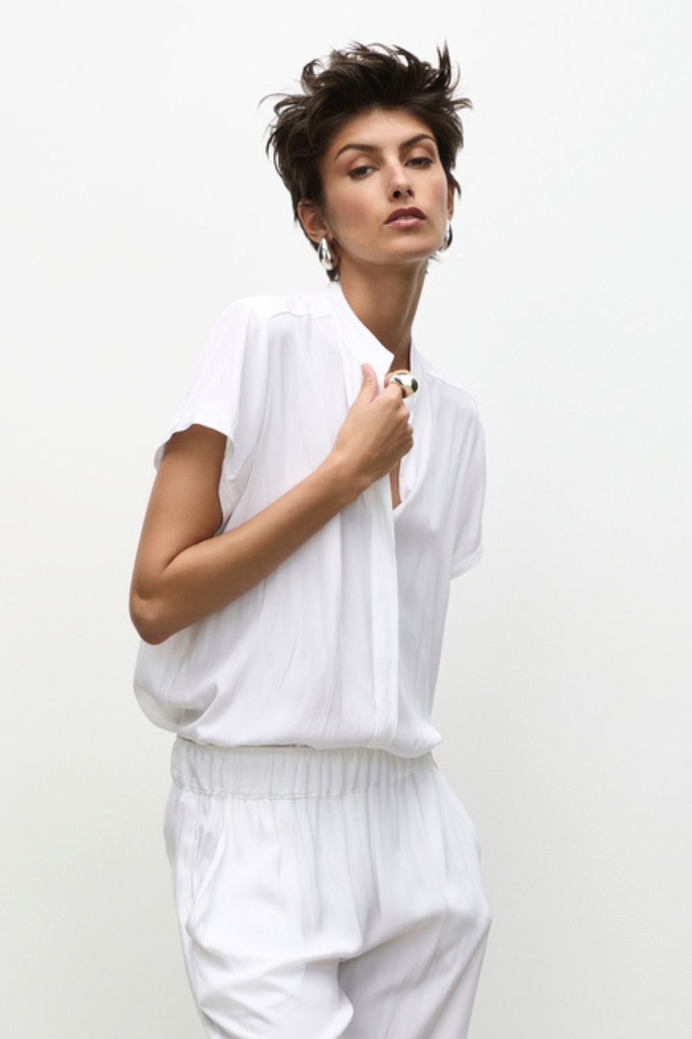 Mela Purdie Soft Stand Shirt | White_Silvermaple Boutique